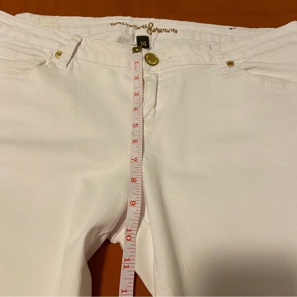 Hudson Vintage Hollywood Los Angeles Women's Sz 14 White  Jeans Ankle Zip - Picture 14 of 15